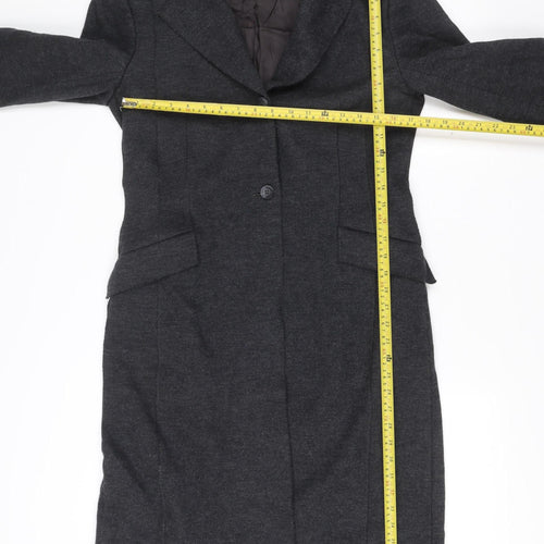 Zara Grey Long Overcoat Unisex Adults Size 38 Buttoned