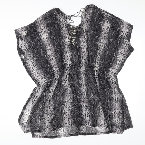 Marks and Spencer Autograph Women Black L Kaftan Short Animal Print Dress