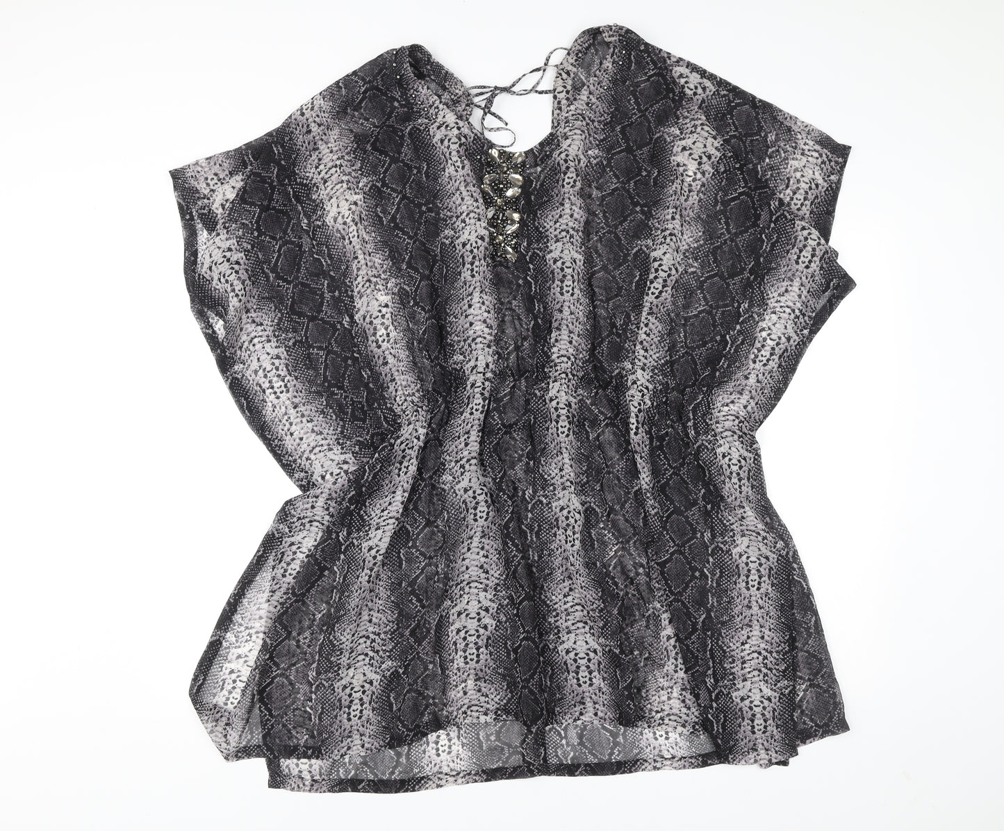 Marks and Spencer Autograph Women Black L Kaftan Short Animal Print Dress