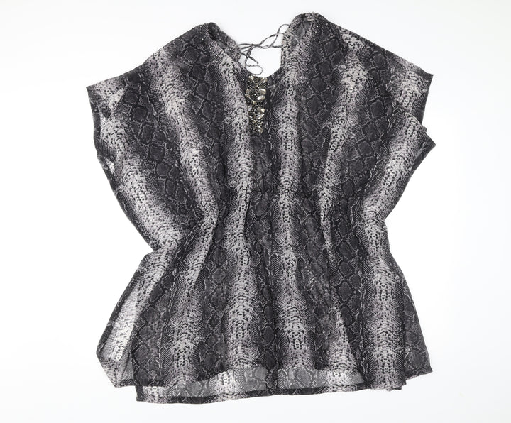 Marks and Spencer Autograph Women Black L Kaftan Short Animal Print Dress
