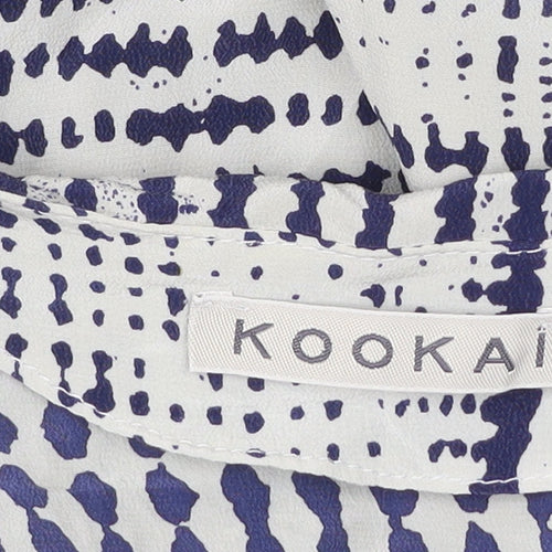 Kookai Women’s Blue Geometric Wrap Dress Size 12 Short Sleeve