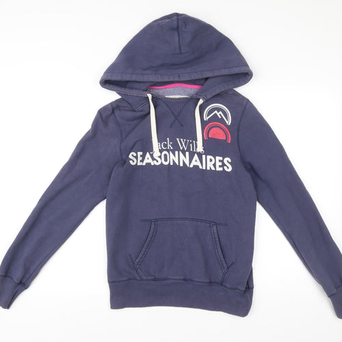 Jack Wills Womens Blue Pullover Hoodie Size 10 Graphic Logo