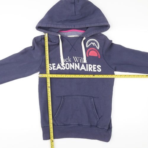 Jack Wills Womens Blue Pullover Hoodie Size 10 Graphic Logo