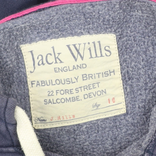 Jack Wills Womens Blue Pullover Hoodie Size 10 Graphic Logo