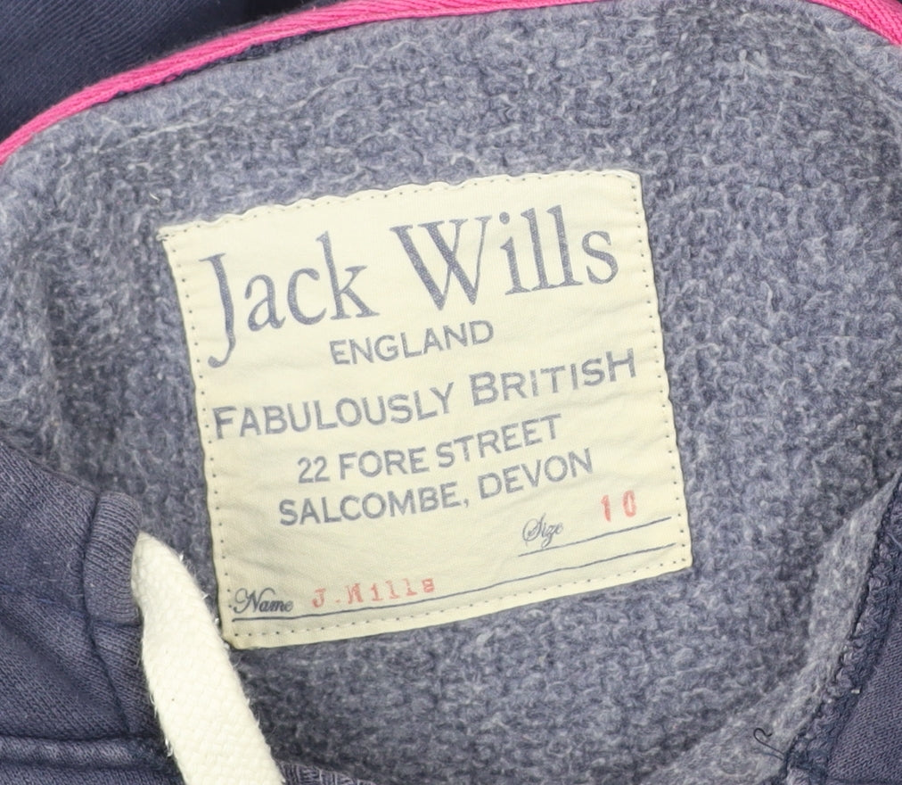Jack Wills Womens Blue Pullover Hoodie Size 10 Graphic Logo