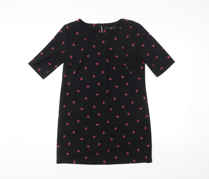 Next Women’s Black Ladybird Print Shift Dress Size 12 Half Sleeve