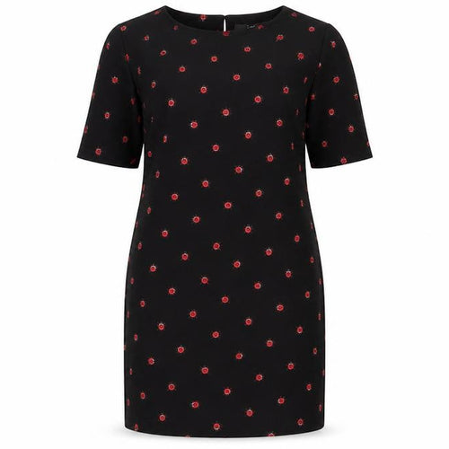 Next Women’s Black Ladybird Print Shift Dress Size 12 Half Sleeve