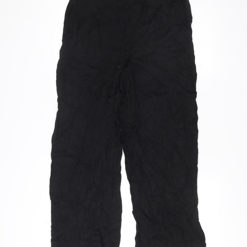 Superdry Womens Black Size 8 Cropped Wide-Leg Viscose Trousers