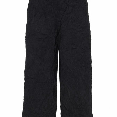 Superdry Womens Black Size 8 Cropped Wide-Leg Viscose Trousers