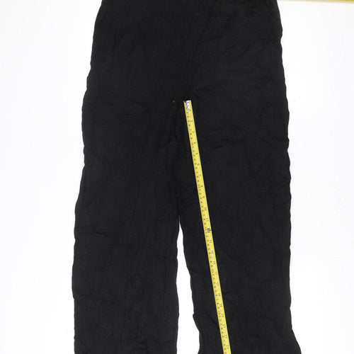 Superdry Womens Black Size 8 Cropped Wide-Leg Viscose Trousers