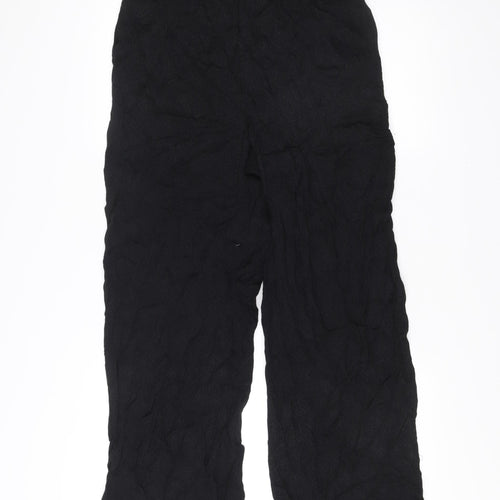 Superdry Womens Black Size 8 Cropped Wide-Leg Viscose Trousers