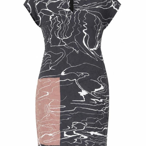 Jigsaw Women’s Black Brown White Sheath Dress UK 12 Sleeveless Viscose