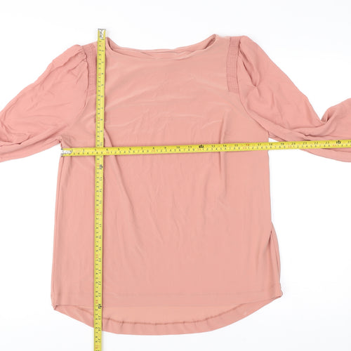 Next Womens Pink Long Sleeve Blouse Size 12 Polyester Blend