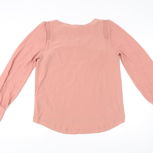Next Womens Pink Long Sleeve Blouse Size 12 Polyester Blend