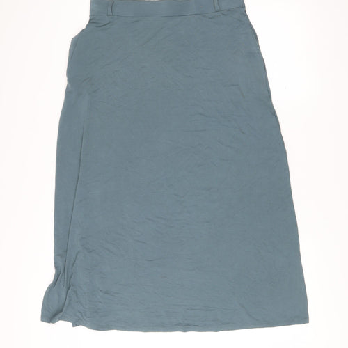 Woolovers Women Blue Midi Straight Skirt M Viscose Elastane