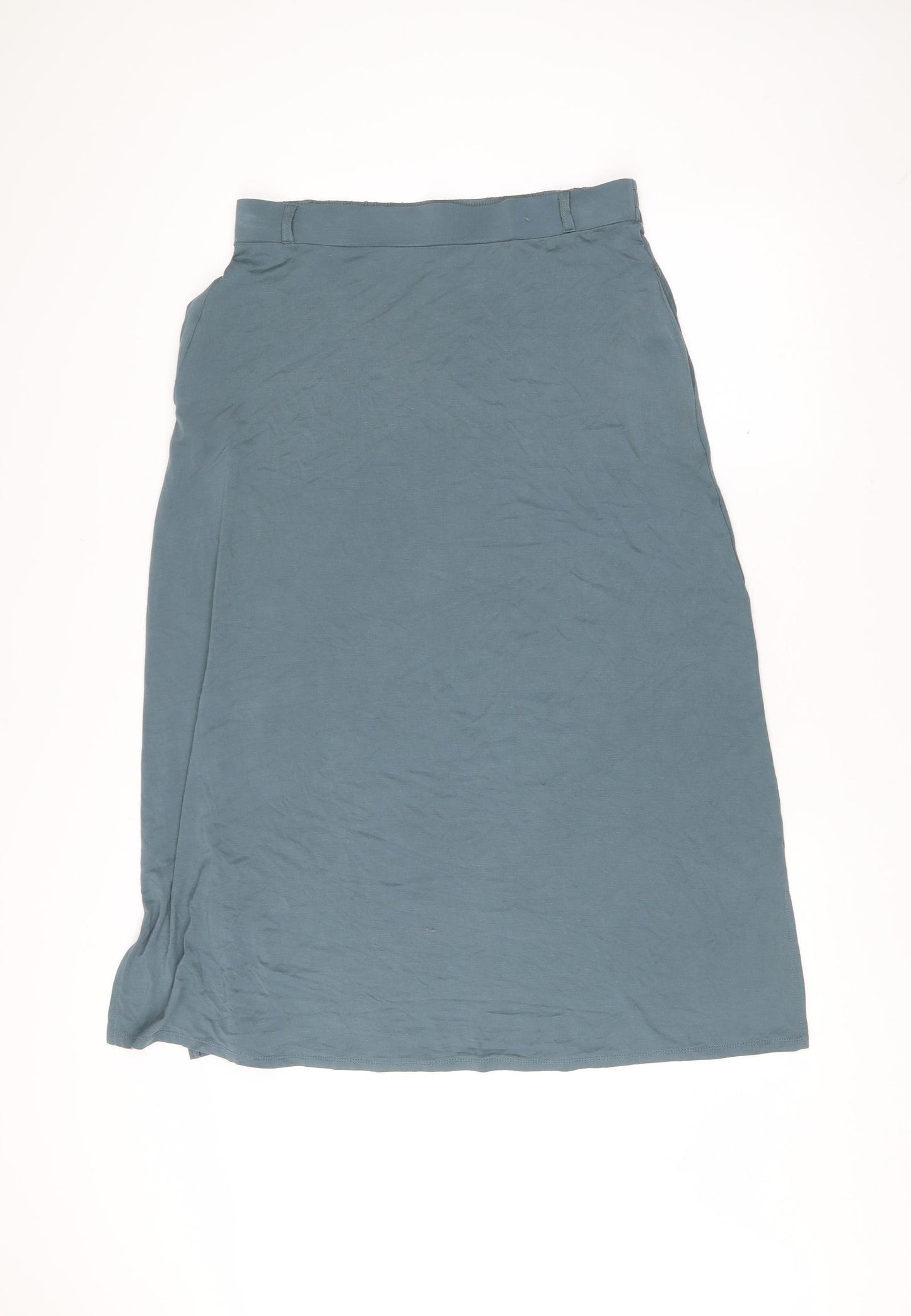 Woolovers Women Blue Midi Straight Skirt M Viscose Elastane