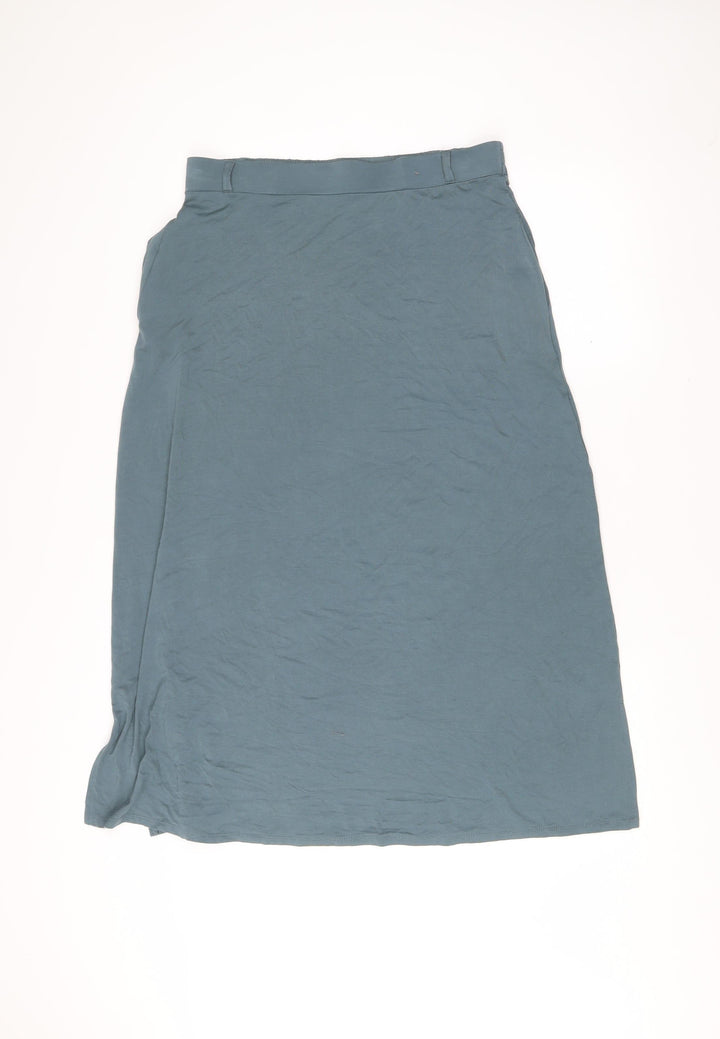 Woolovers Women Blue Midi Straight Skirt M Viscose Elastane