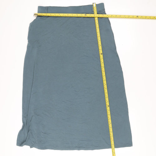 Woolovers Women Blue Midi Straight Skirt M Viscose Elastane