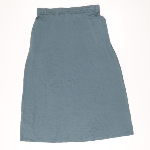 Woolovers Women Blue Midi Straight Skirt M Viscose Elastane