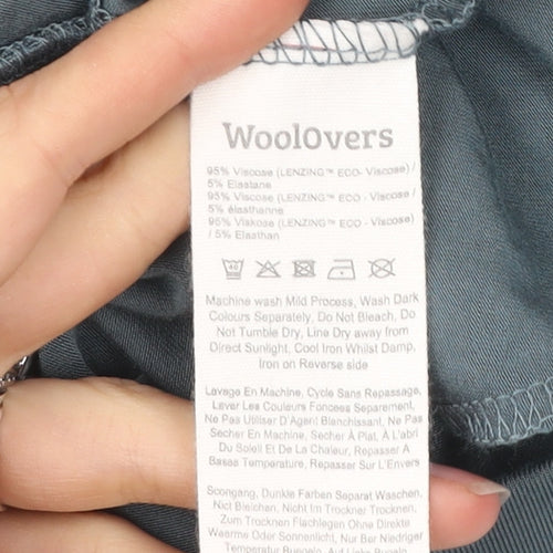 Woolovers Women Blue Midi Straight Skirt M Viscose Elastane
