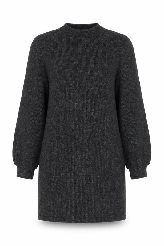 Front view of JDY Women’s Black Knit Jumper Dress, size L, Long Sleeve Mock Neck