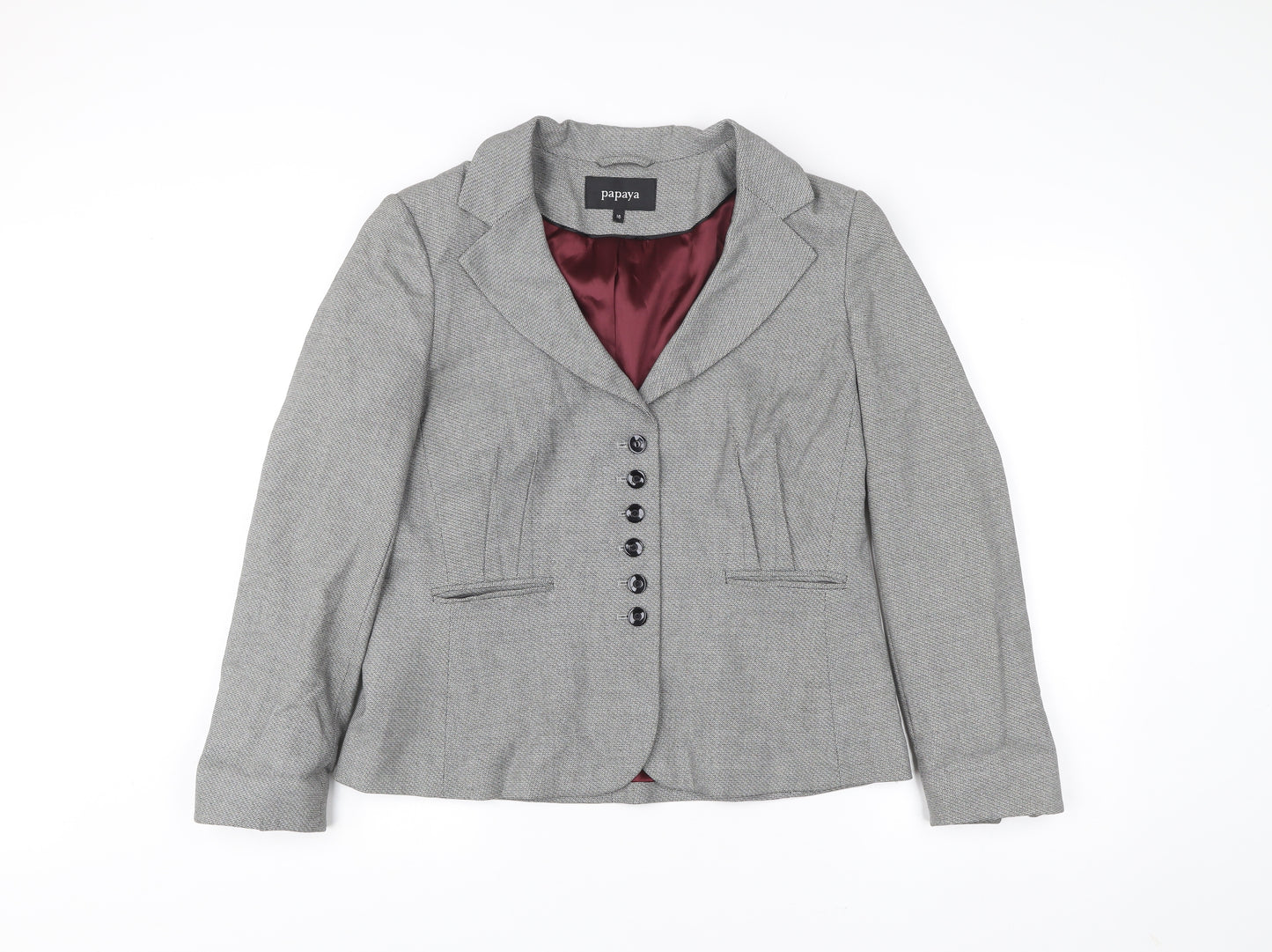 Papaya Women’s Grey Herringbone Blazer Size 16 Tailored Jacket