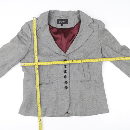 Papaya Women’s Grey Herringbone Blazer Size 16 Tailored Jacket