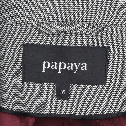 Papaya Women’s Grey Herringbone Blazer Size 16 Tailored Jacket