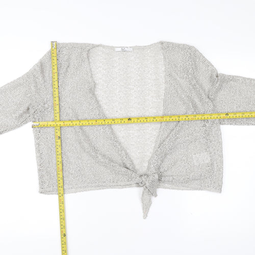 Klass Collection Womens Grey Open Knit Cardigan XL V-Neck 3/4 Sleeve