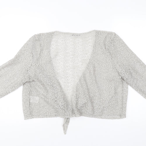 Klass Collection Womens Grey Open Knit Cardigan XL V-Neck 3/4 Sleeve