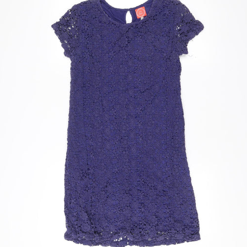 Joules Womens Blue Crochet Lace Shift Dress Size 12