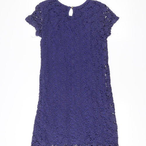 Joules Womens Blue Crochet Lace Shift Dress Size 12