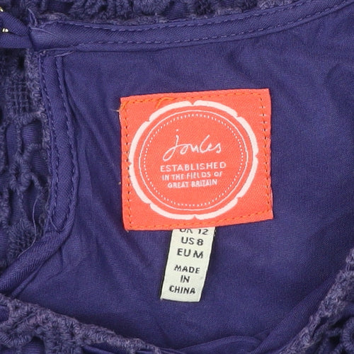Joules Womens Blue Crochet Lace Shift Dress Size 12