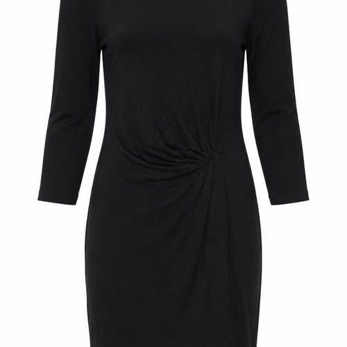 InWear Women’s Black Bodycon Knee Length Dress S Scoop Neck 3/4 Sleeve