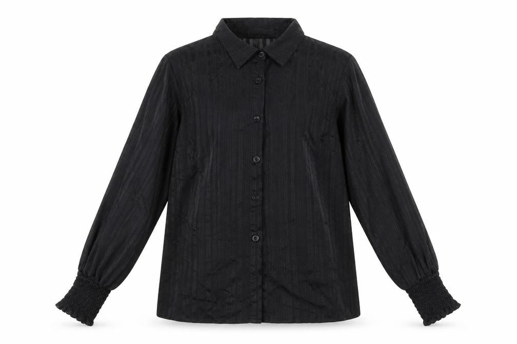 Boohoo Womens Black Button-Up Shirt Size 10 Long Sleeve Casual
