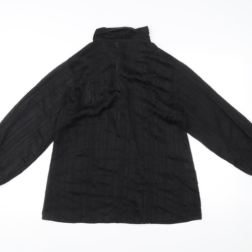 Boohoo Womens Black Button-Up Shirt Size 10 Long Sleeve Casual