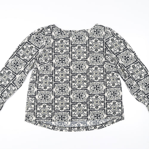 Next Women’s Black Geometric Print Blouse Size 18 Long Sleeve