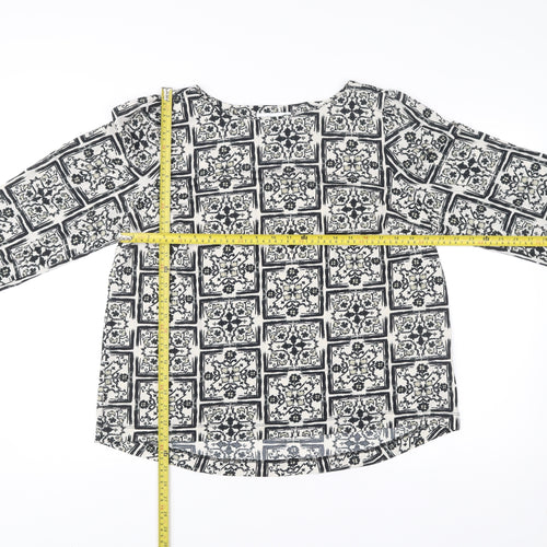 Next Women’s Black Geometric Print Blouse Size 18 Long Sleeve