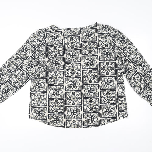 Next Women’s Black Geometric Print Blouse Size 18 Long Sleeve