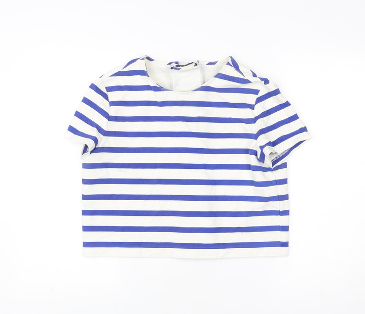 Zara Women’s Blue White Striped Nautical T-Shirt Size L