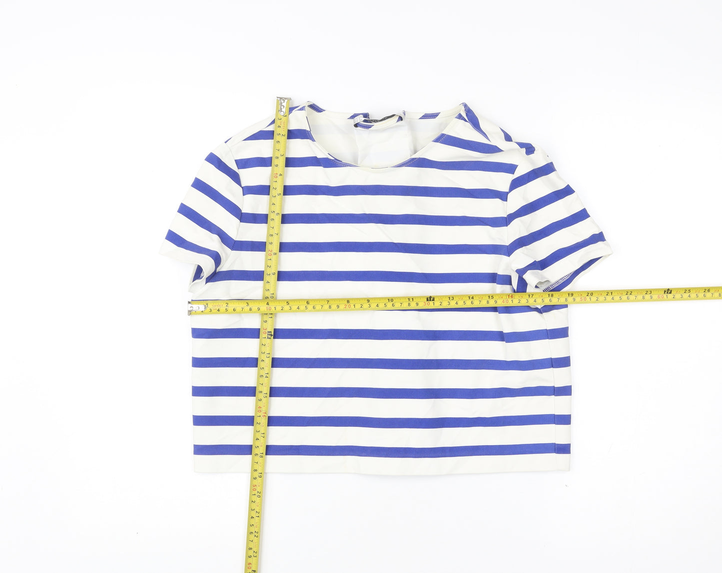 Zara Women’s Blue White Striped Nautical T-Shirt Size L