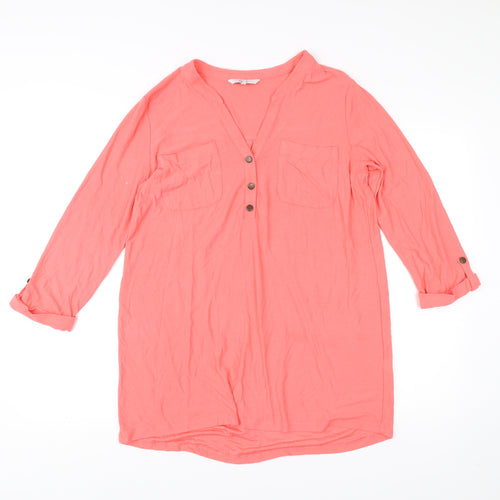 Next Women Pink Long Sleeve Tunic Blouse Size 14 Viscose