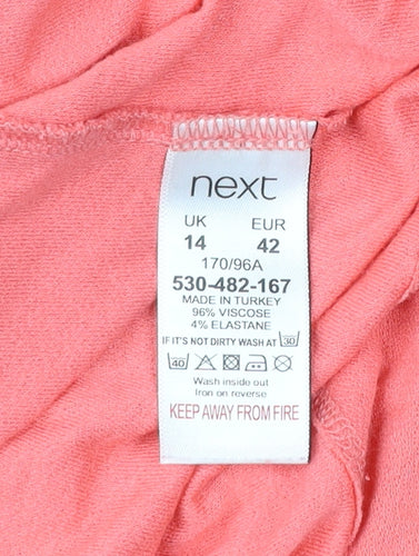 Next Women Pink Long Sleeve Tunic Blouse Size 14 Viscose