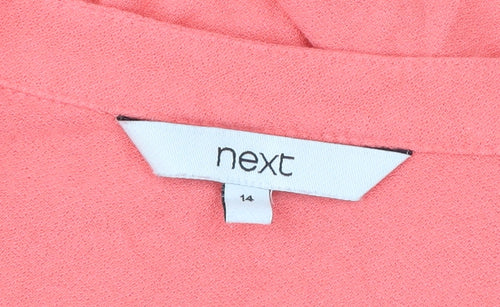 Next Women Pink Long Sleeve Tunic Blouse Size 14 Viscose