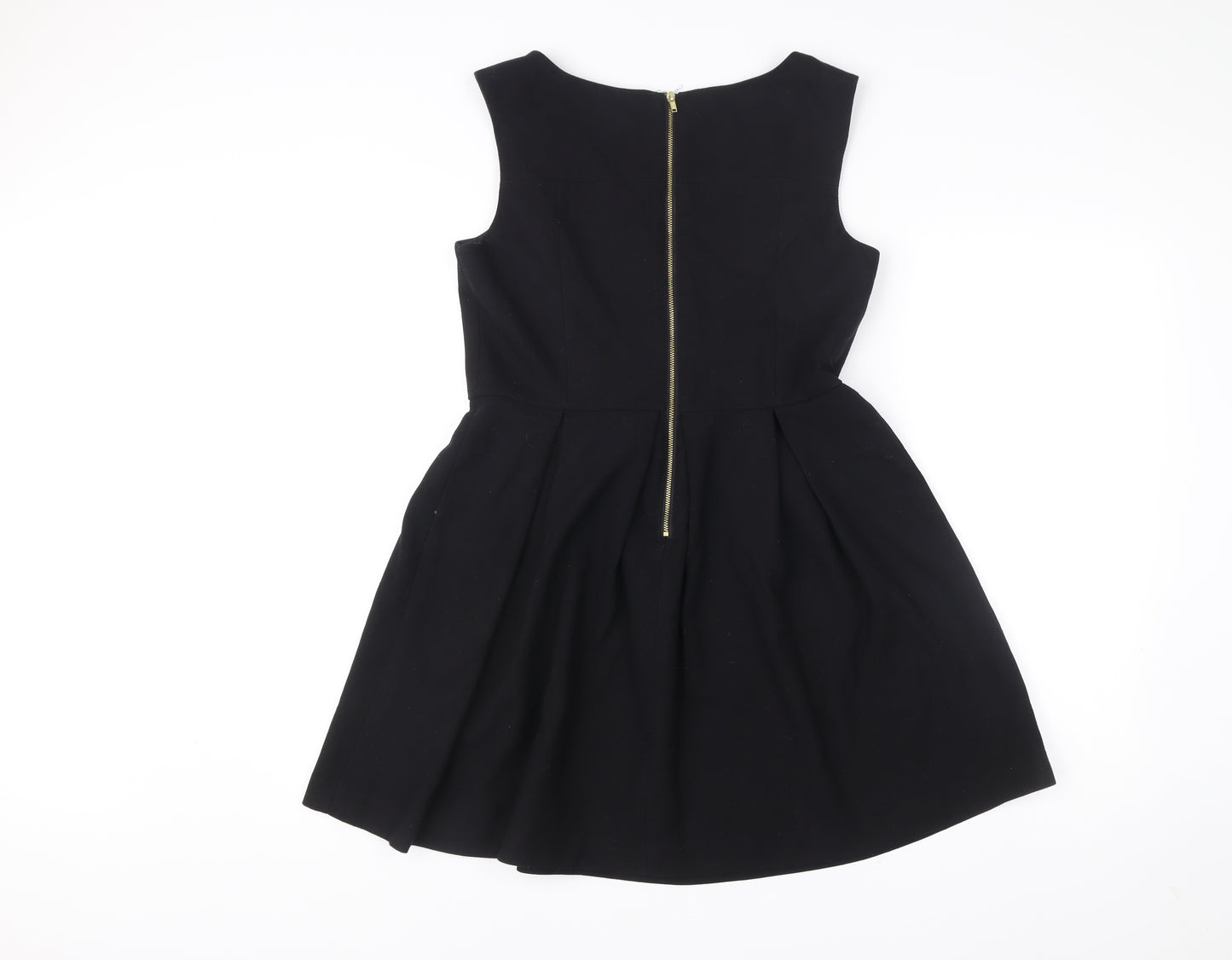 H&M Womens Black Skater Dress Size 12 Sleeveless Lined Zip
