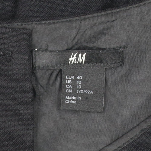 H&M Womens Black Skater Dress Size 12 Sleeveless Lined Zip