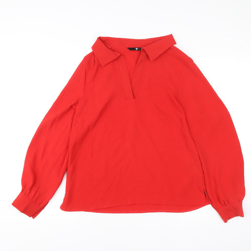 Very Womens Red Long Sleeve Tunic Blouse Size 12 Polyester