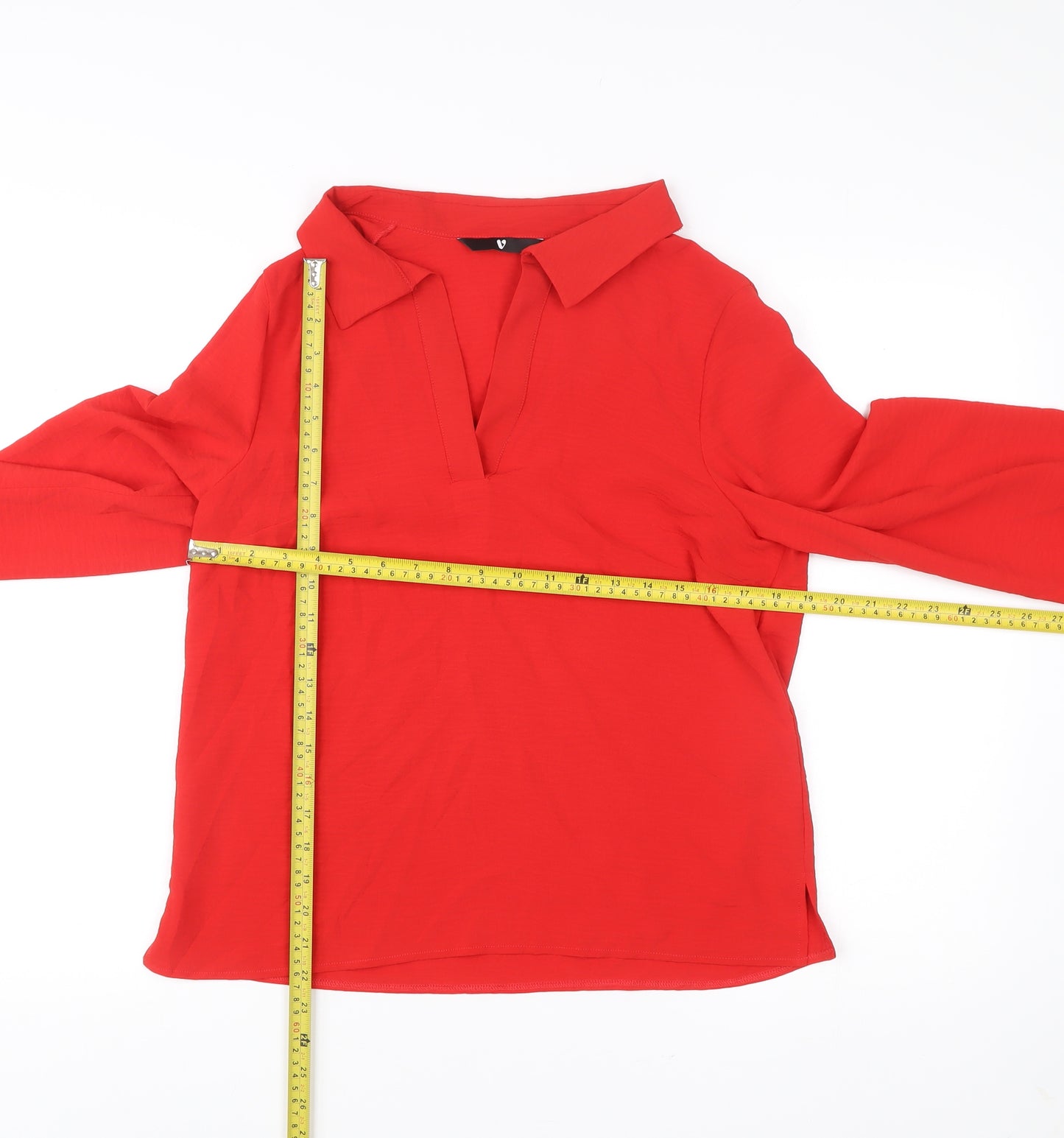 Very Womens Red Long Sleeve Tunic Blouse Size 12 Polyester