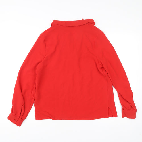 Very Womens Red Long Sleeve Tunic Blouse Size 12 Polyester