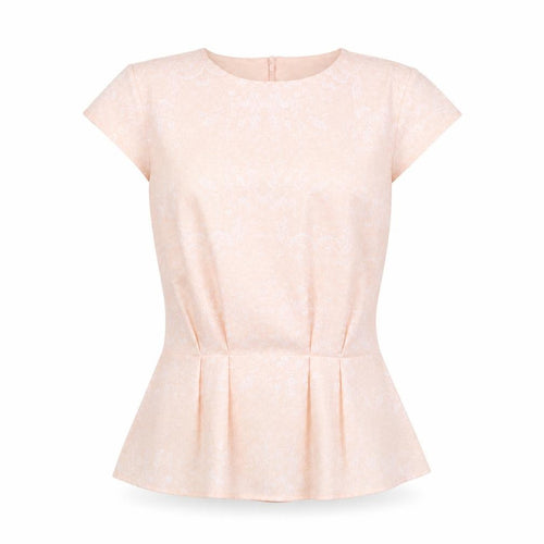 H&M Womens Pink Floral Blouse Size 8 Short Sleeve Tunic Top
